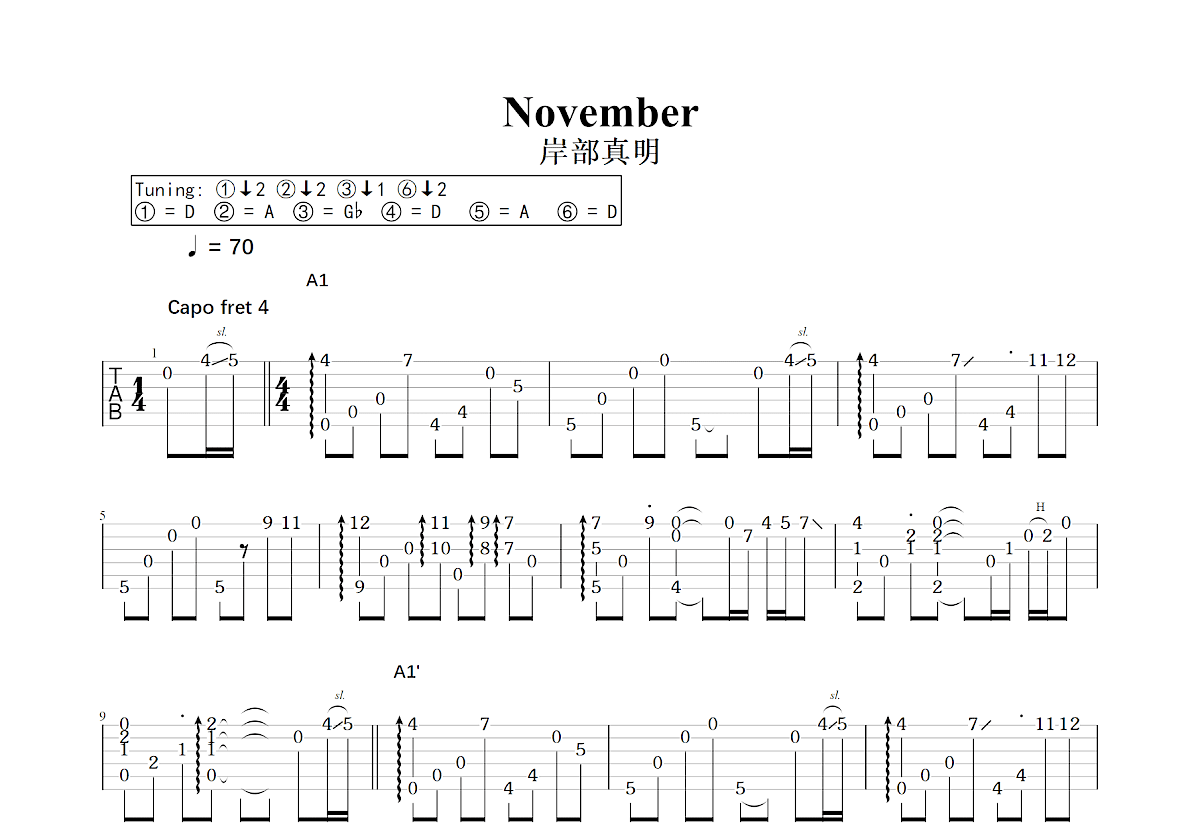 November吉他谱预览图