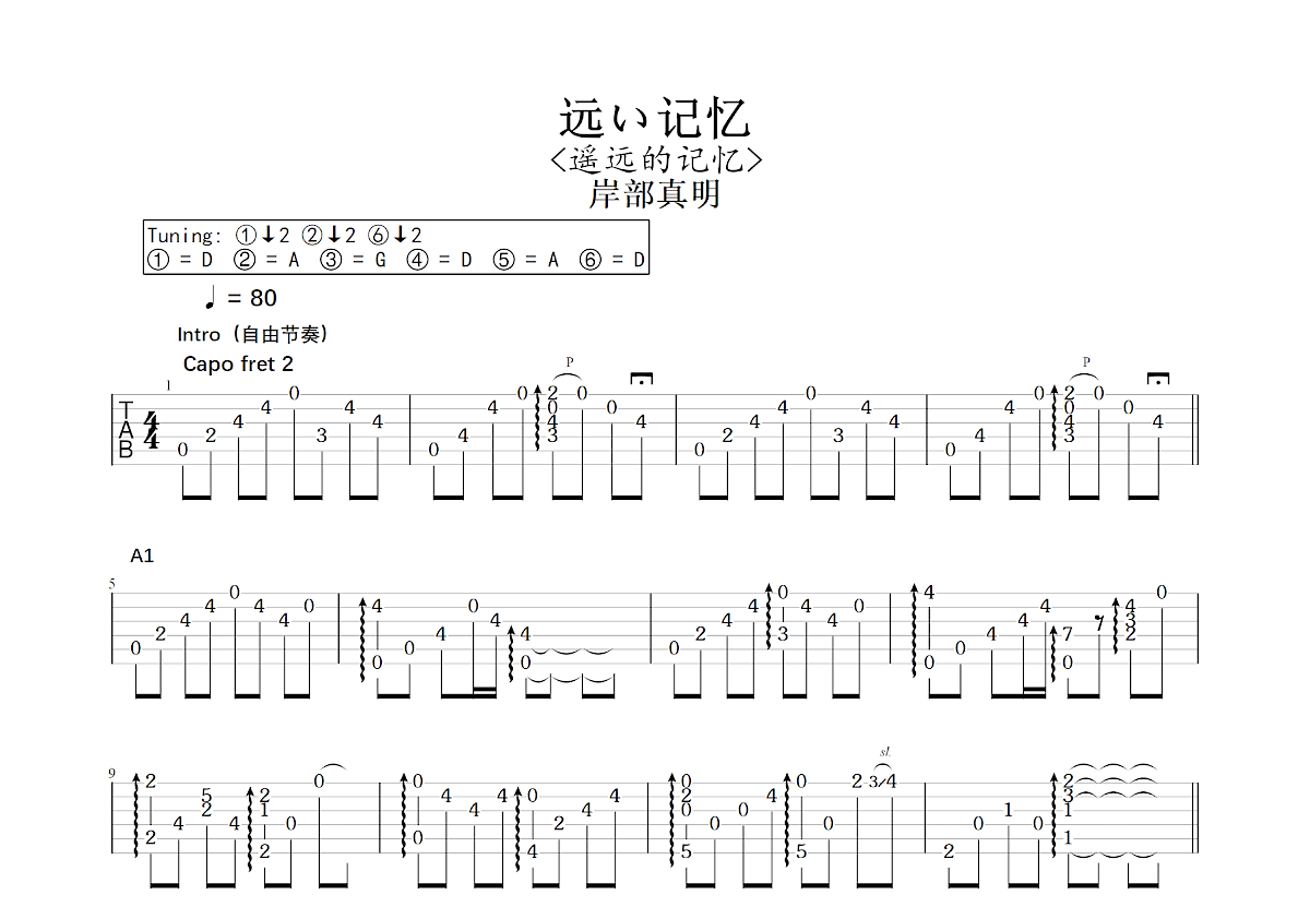 远い记忆吉他谱预览图