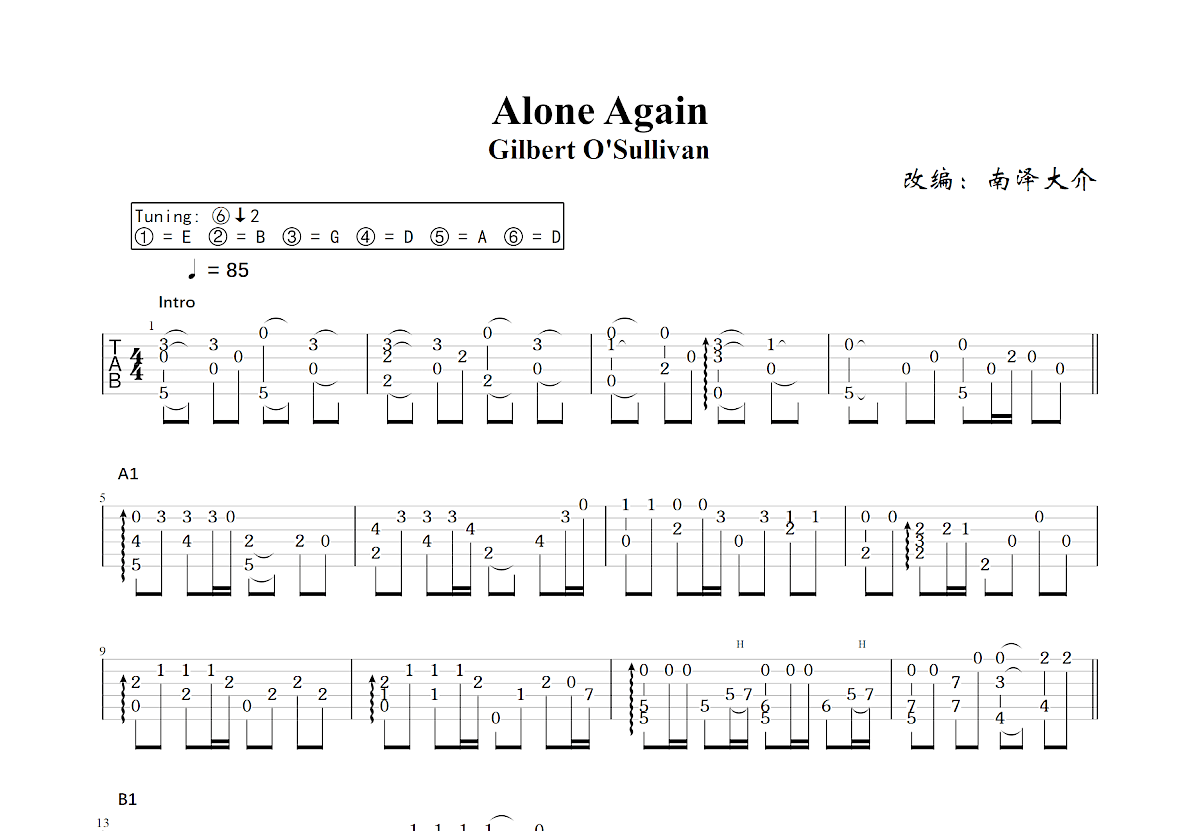 Alone Again吉他谱预览图