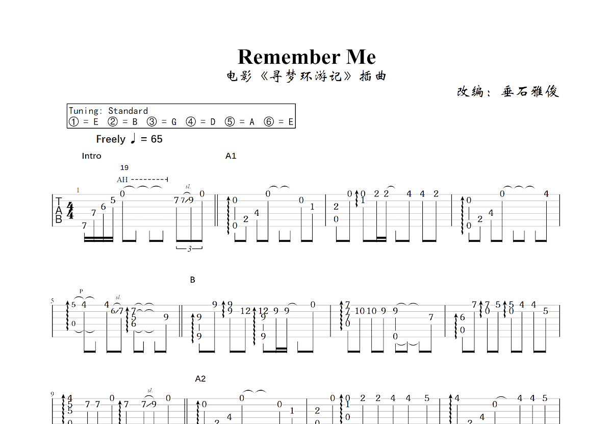 Remember Me吉他谱预览图