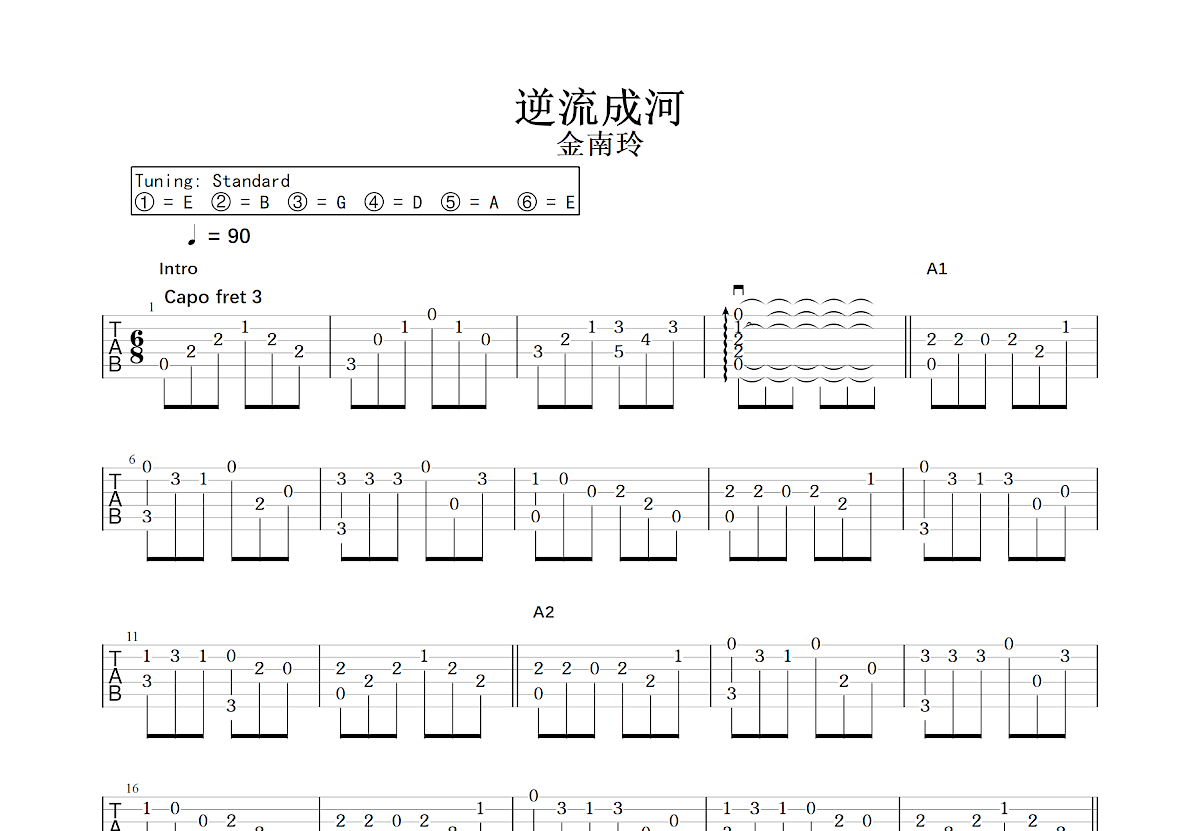 逆流成河吉他谱预览图