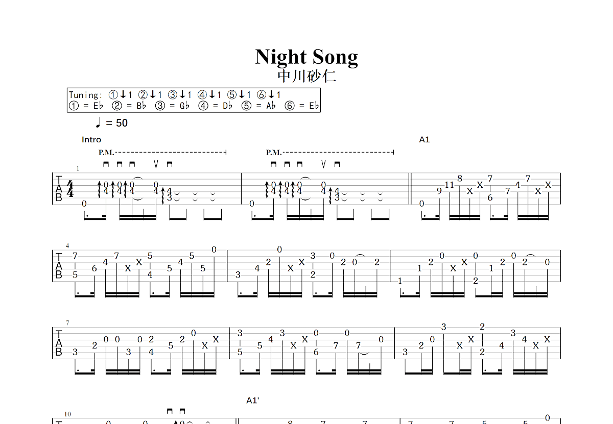 Night Song吉他谱预览图