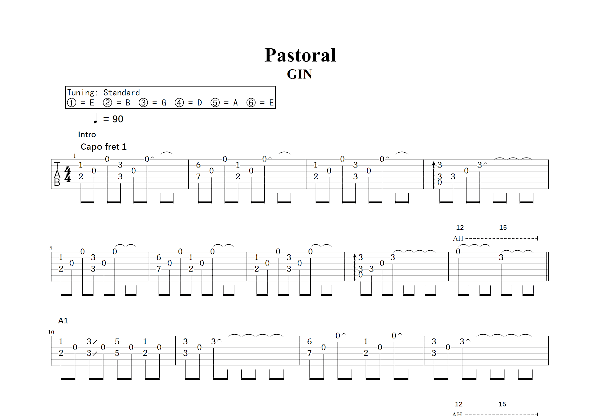 Pastoral吉他谱预览图