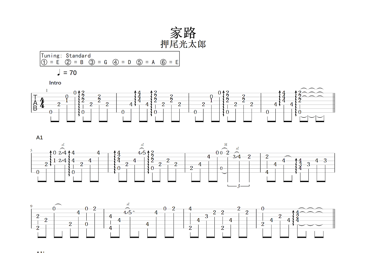 家路吉他谱预览图