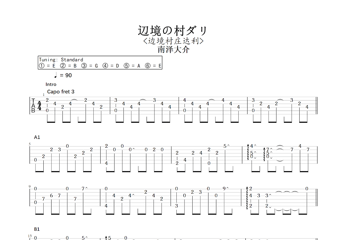 辺境の村ダリ吉他谱预览图