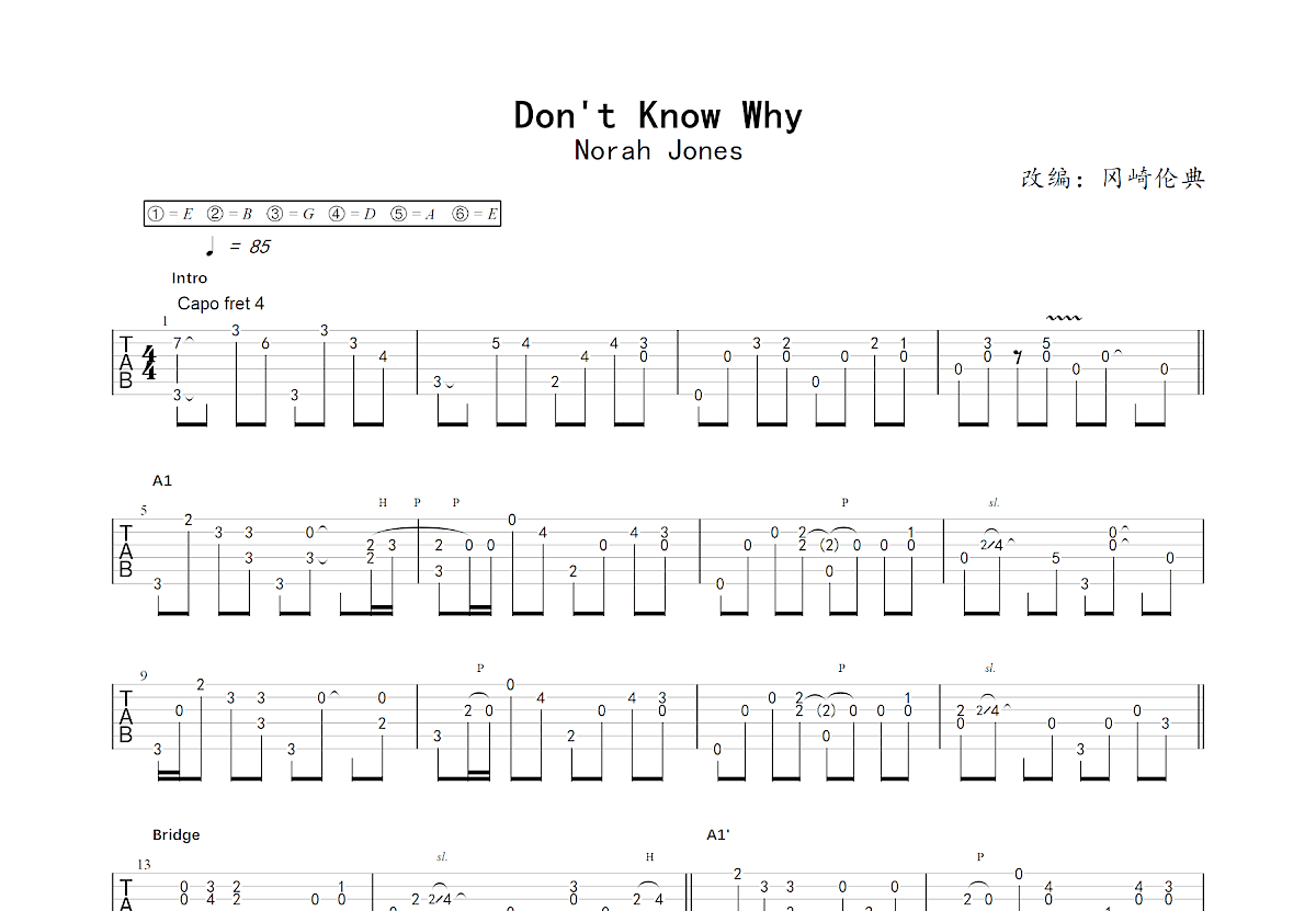 Don't Know Why吉他谱预览图