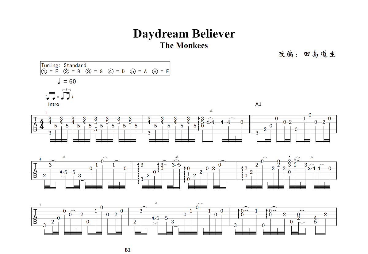 Daydream Believer吉他谱预览图