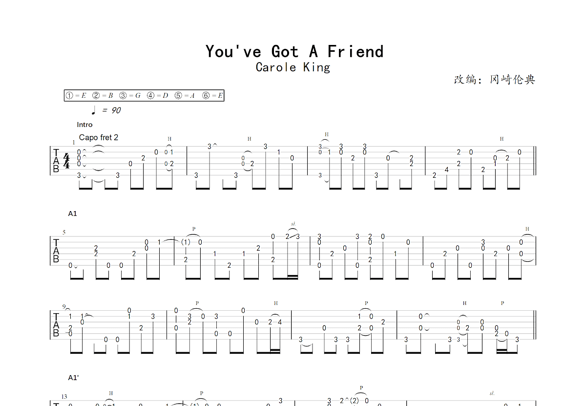 You've Got A Friend吉他谱预览图