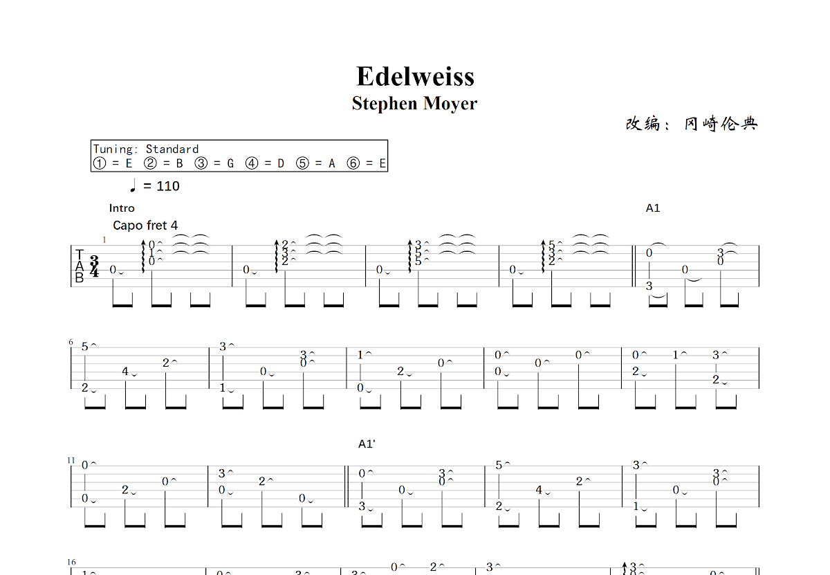 Edelweiss吉他谱预览图