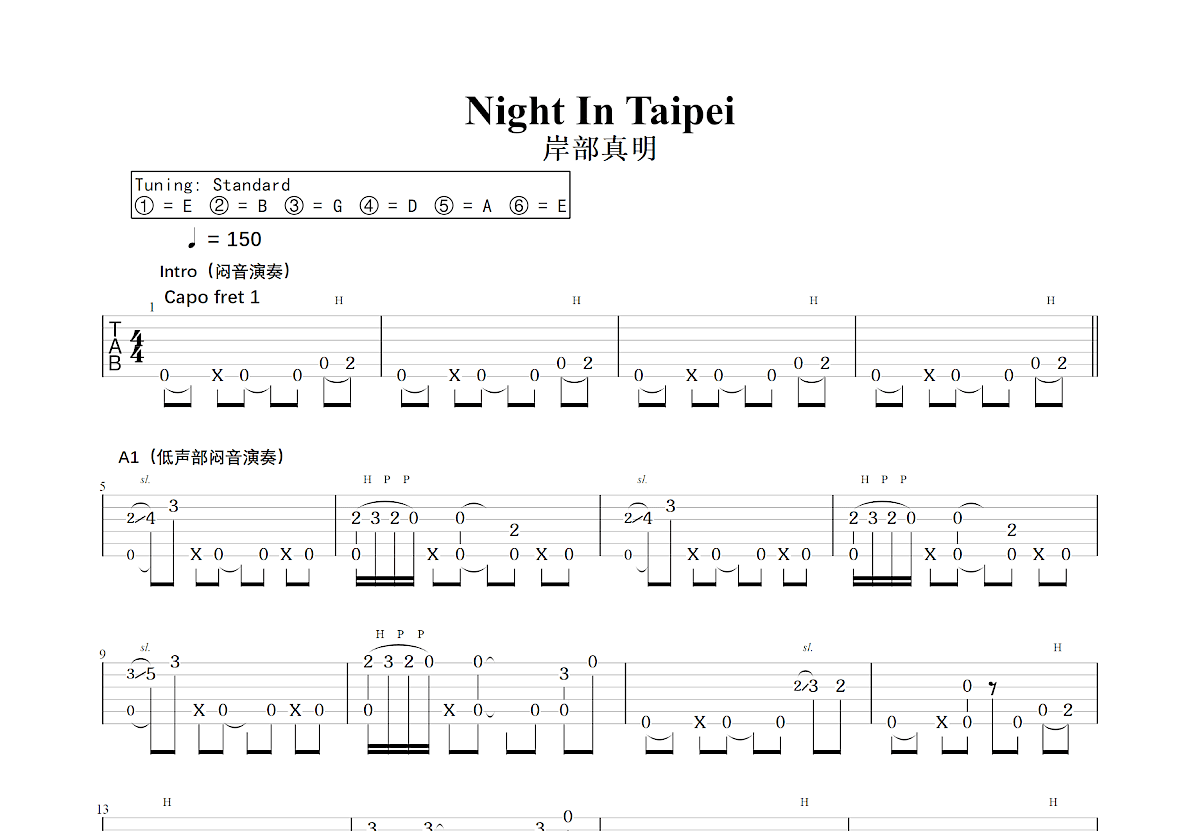 Night In Taipei吉他谱预览图