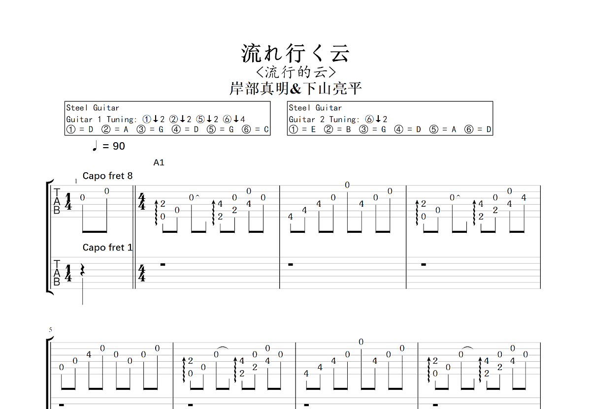 流れ行く云吉他谱预览图