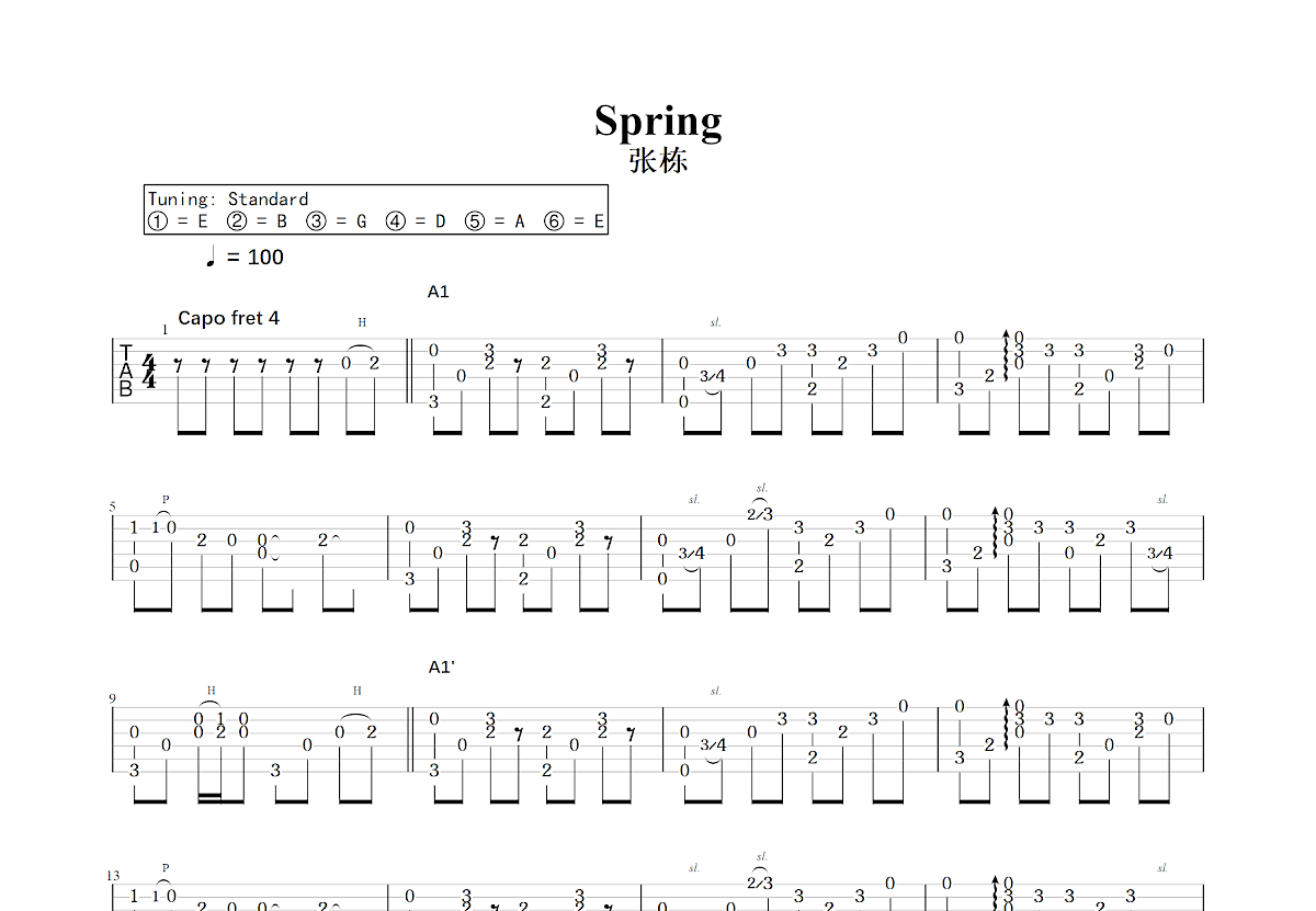 Spring吉他谱预览图