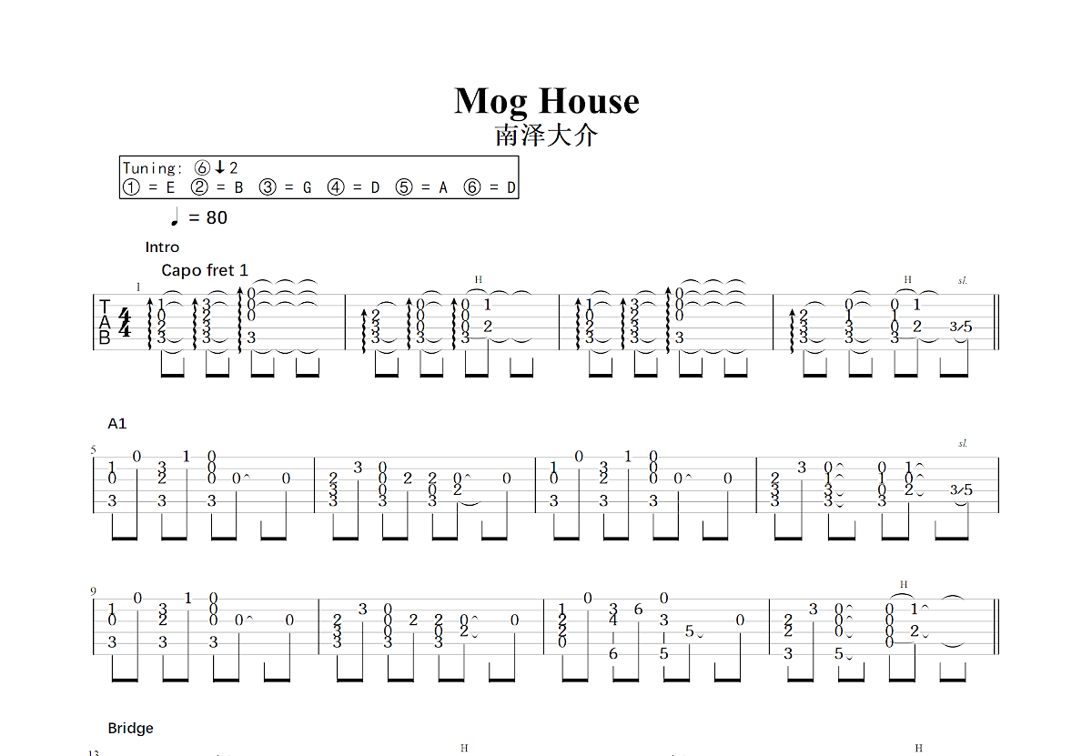 Mog House吉他谱预览图