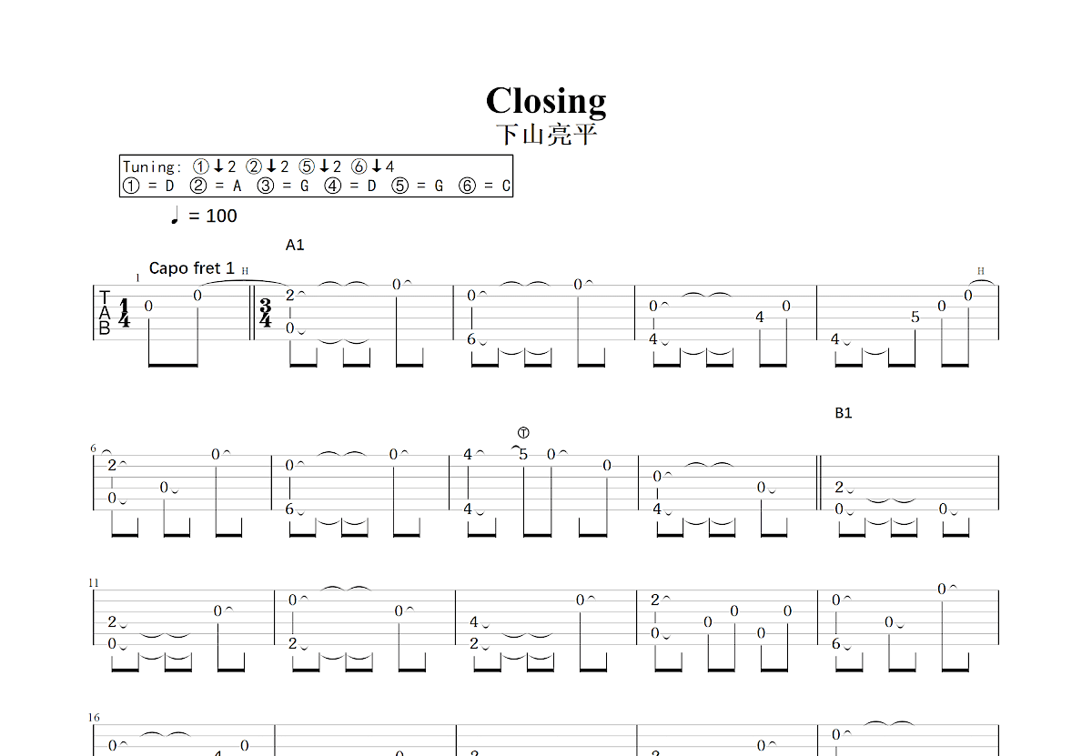 Closing吉他谱预览图