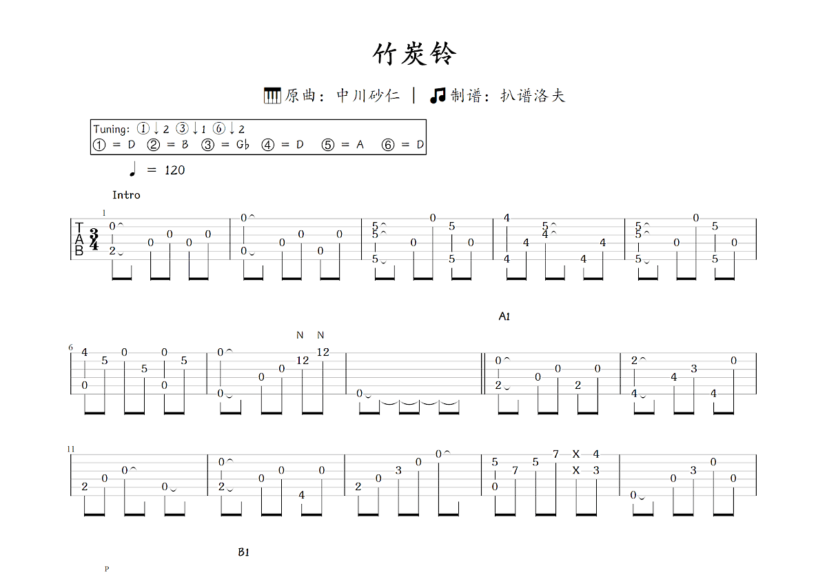 竹炭铃吉他谱预览图