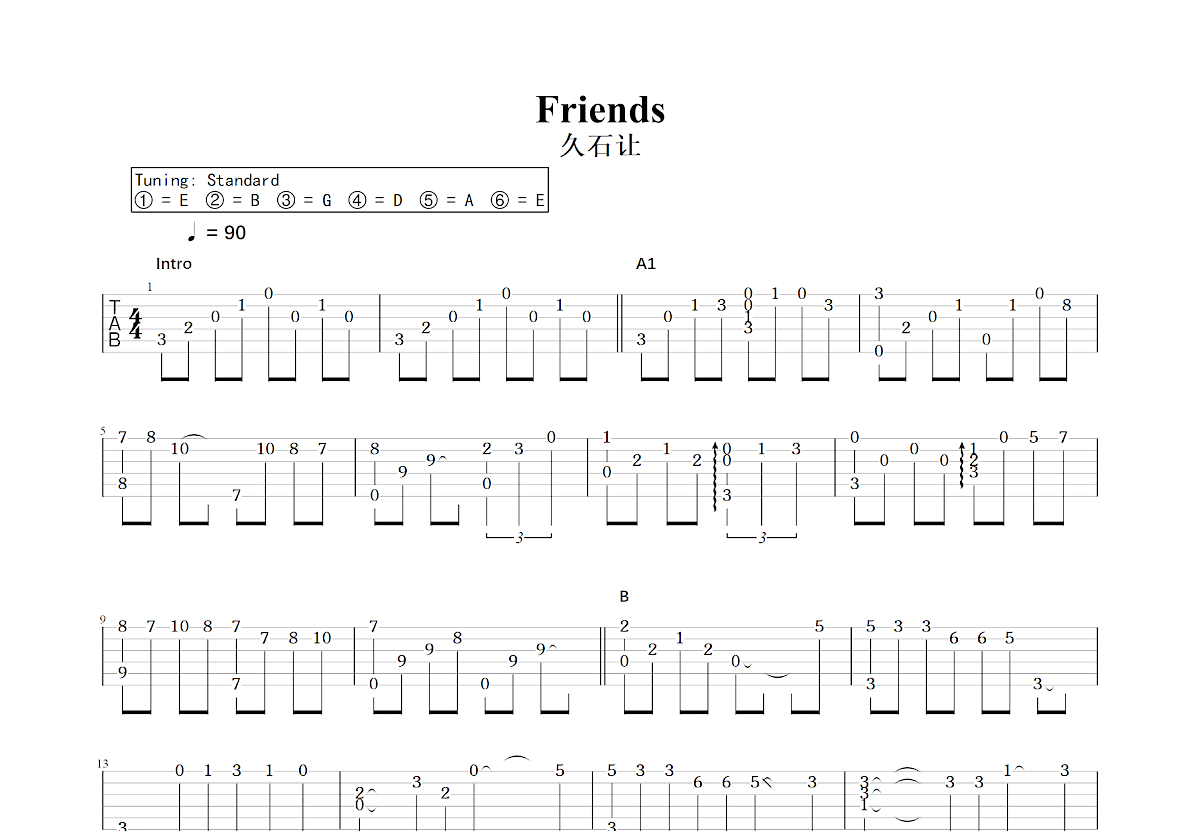Friends吉他谱预览图
