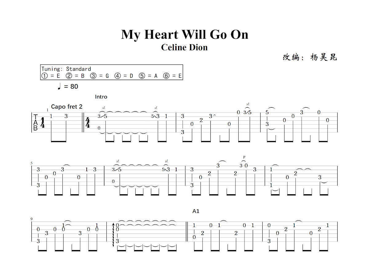 My Heart Will Go On吉他谱预览图