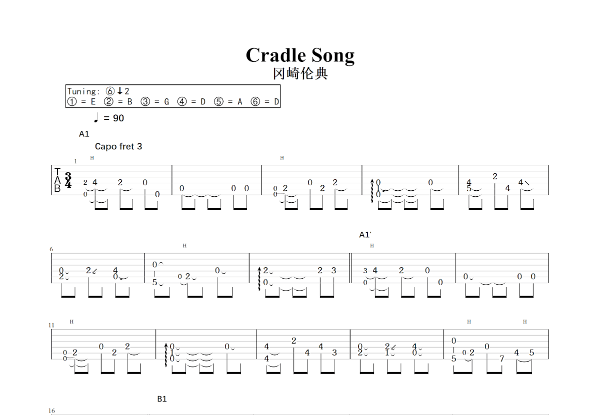 Cradle Song吉他谱预览图