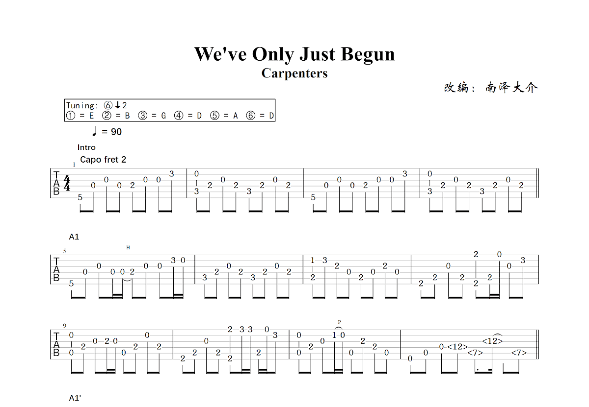 We've Only Just Begun吉他谱预览图