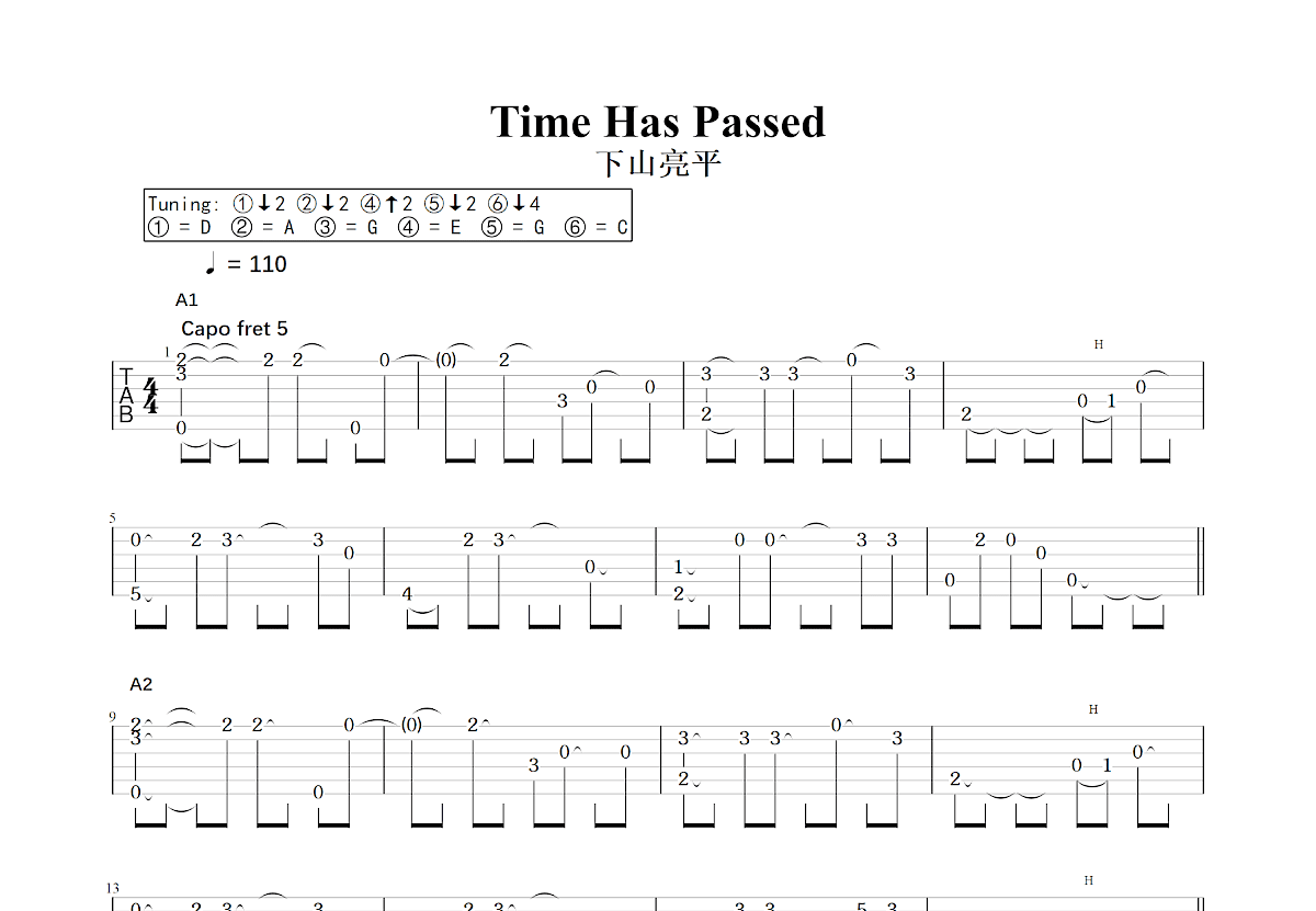 Time Has Passed吉他谱预览图