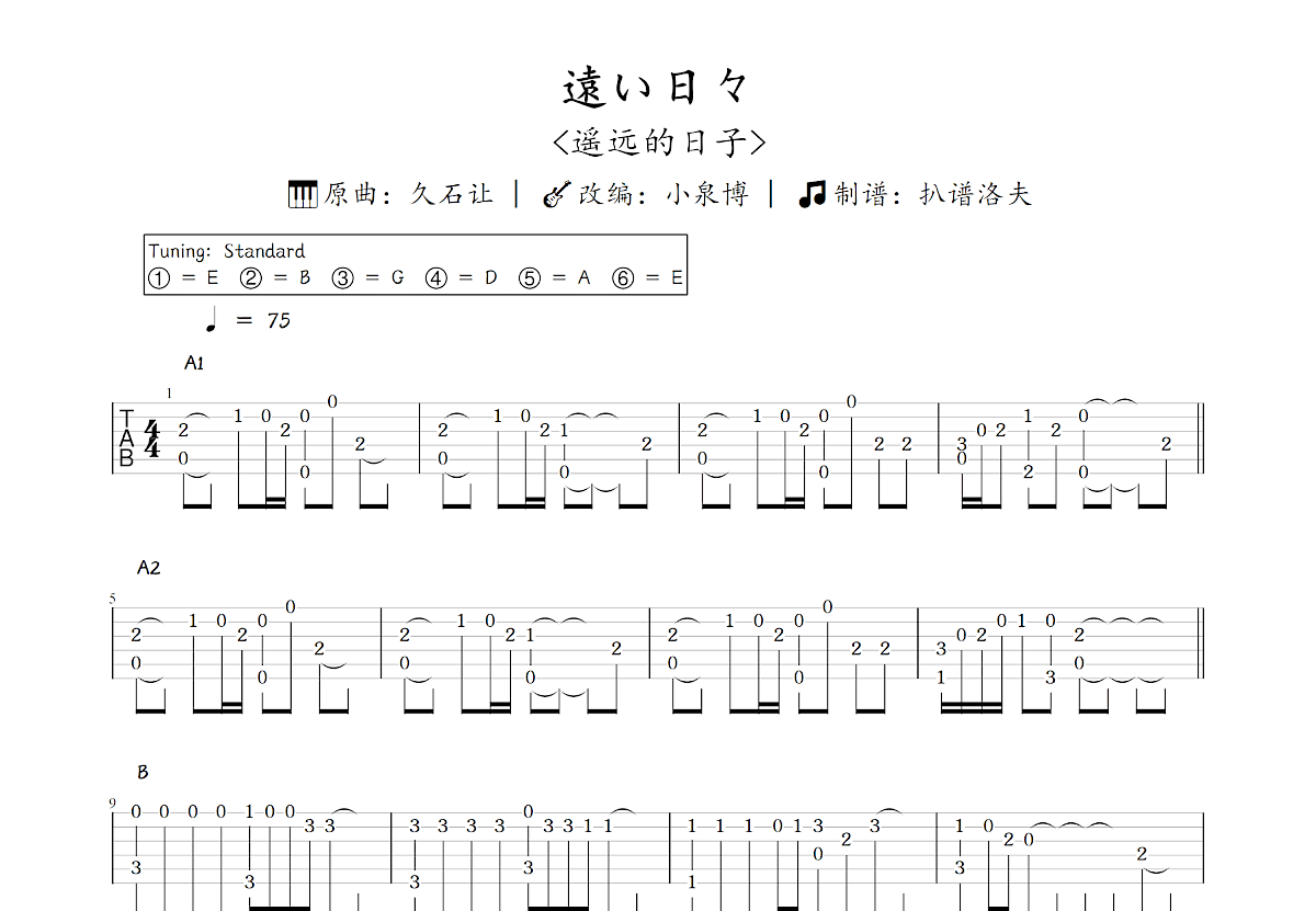 遠い日々吉他谱预览图