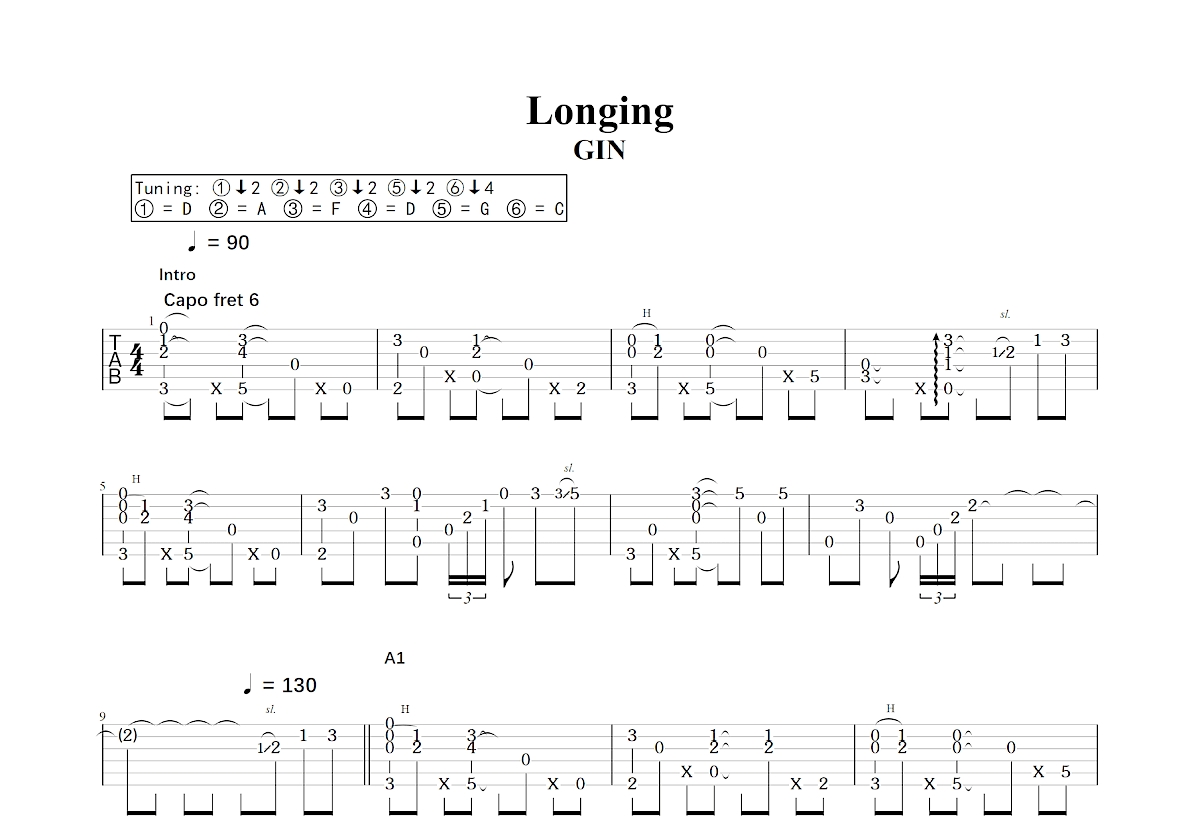 Longing吉他谱预览图