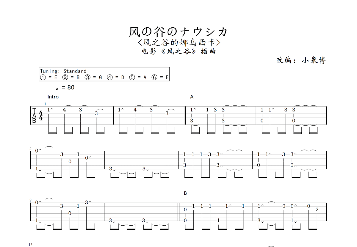 风の谷のナウシカ吉他谱预览图