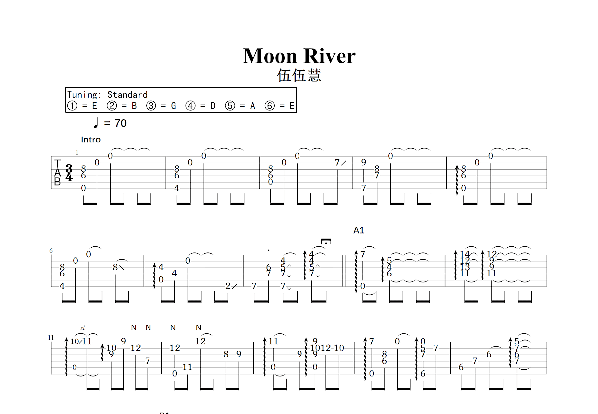 Moon River吉他谱预览图