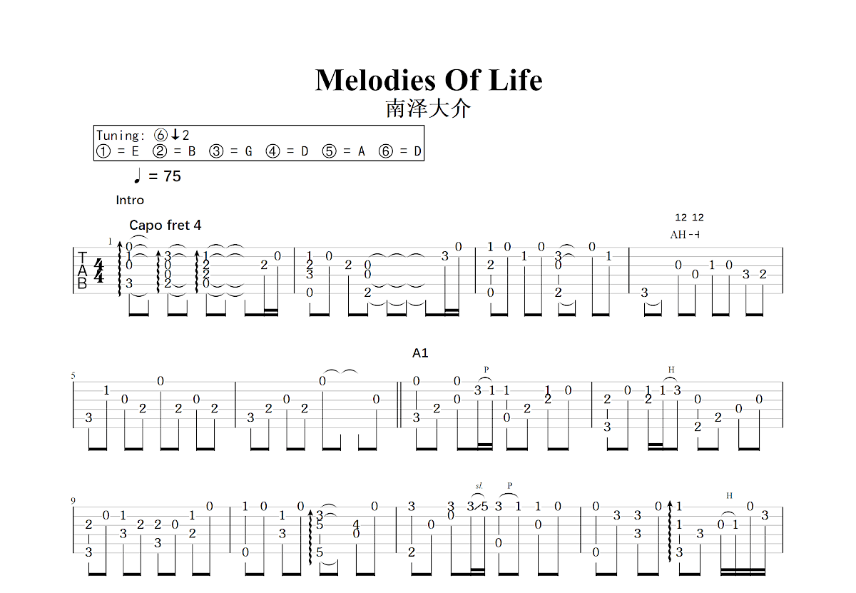 Melodies Of Life吉他谱预览图