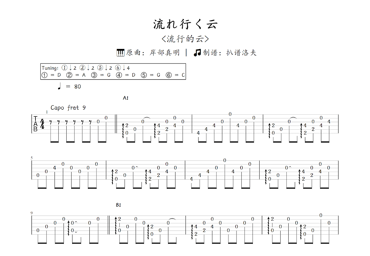 流れ行く云吉他谱预览图