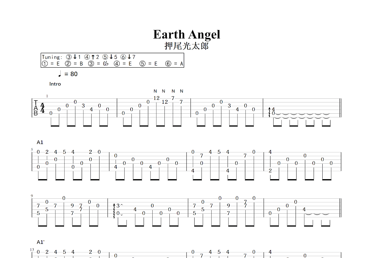 Earth Angel吉他谱预览图