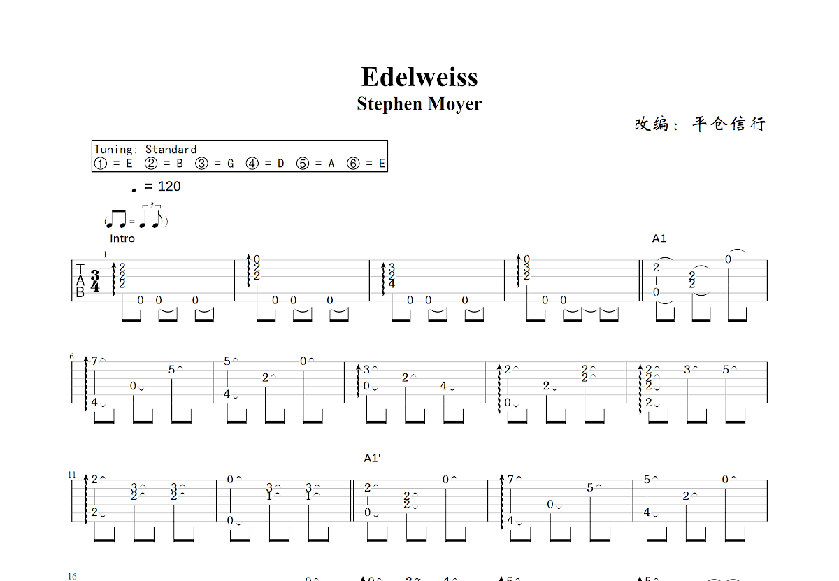 Edelweiss吉他谱预览图