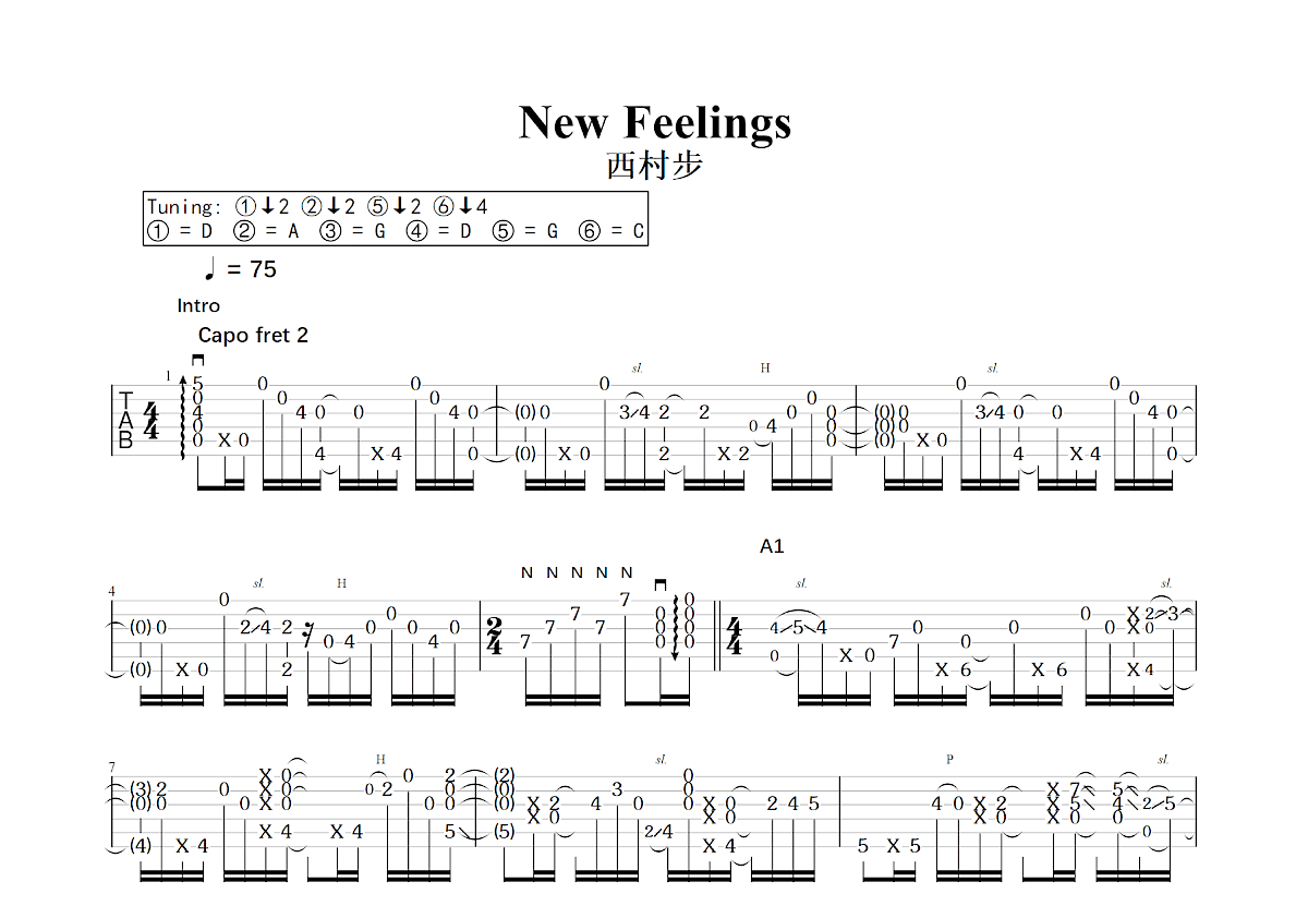 New Feelings吉他谱预览图