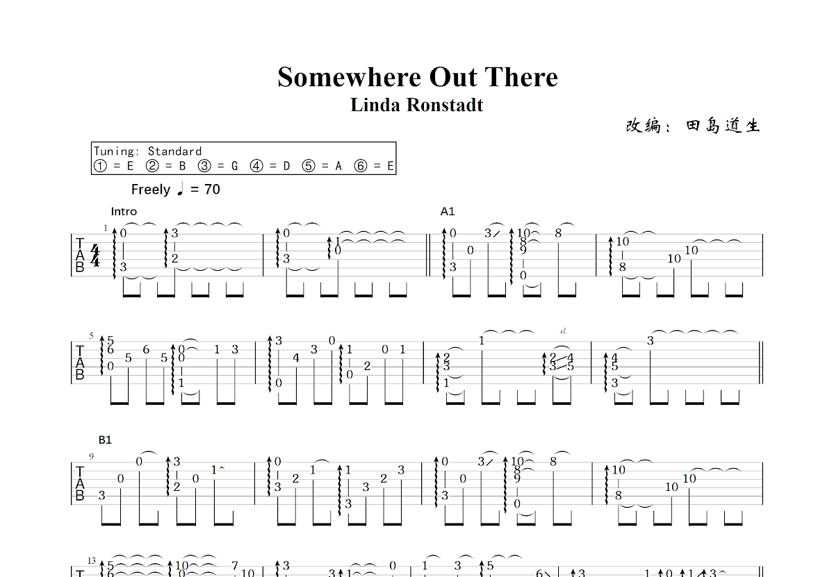 Somewhere Out There吉他谱预览图