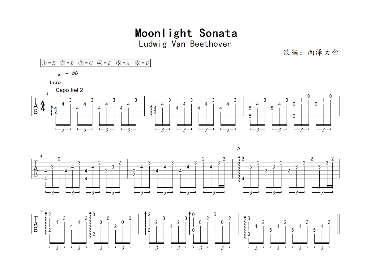 Moonlight Sonata吉他谱预览图