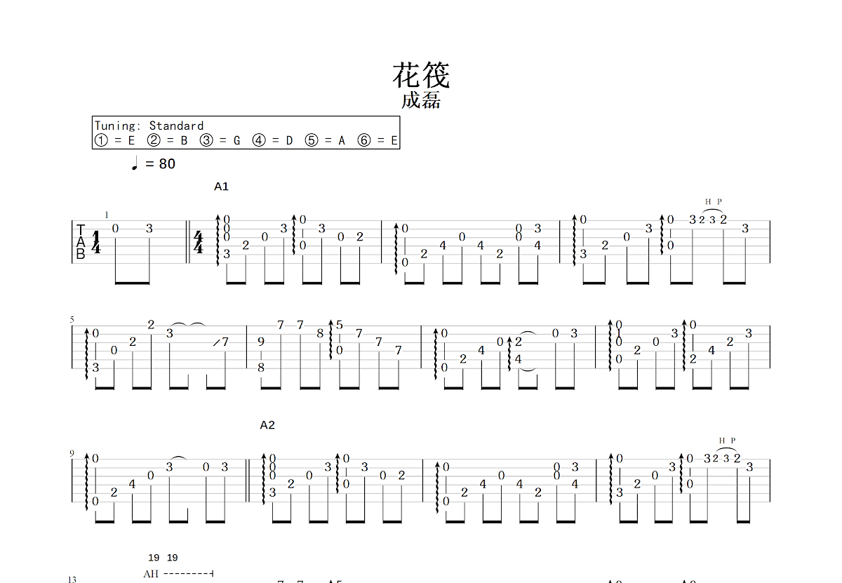 花筏吉他谱预览图