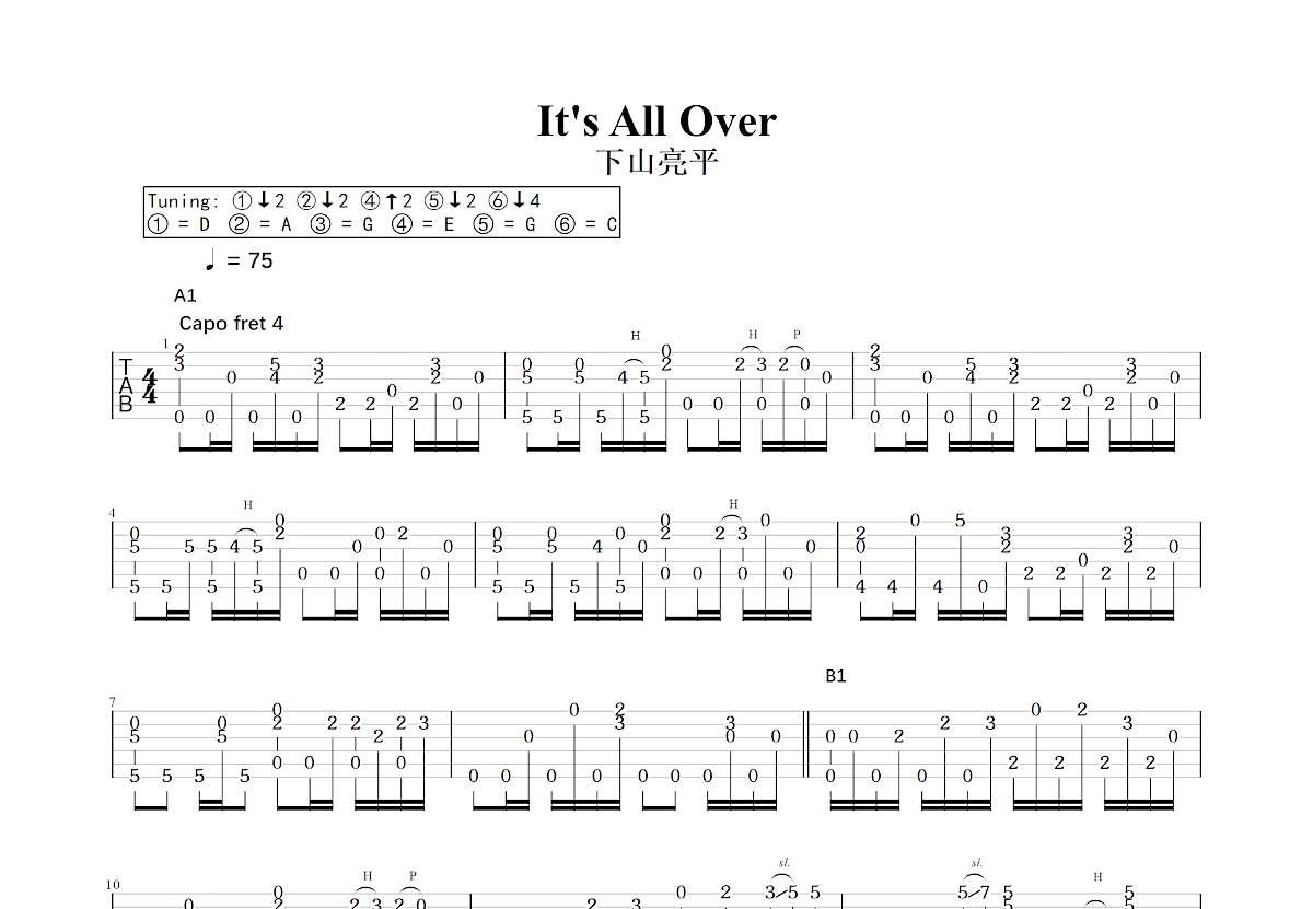 It's All Over吉他谱预览图