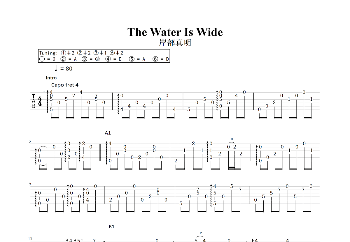 The Water Is Wide吉他谱预览图