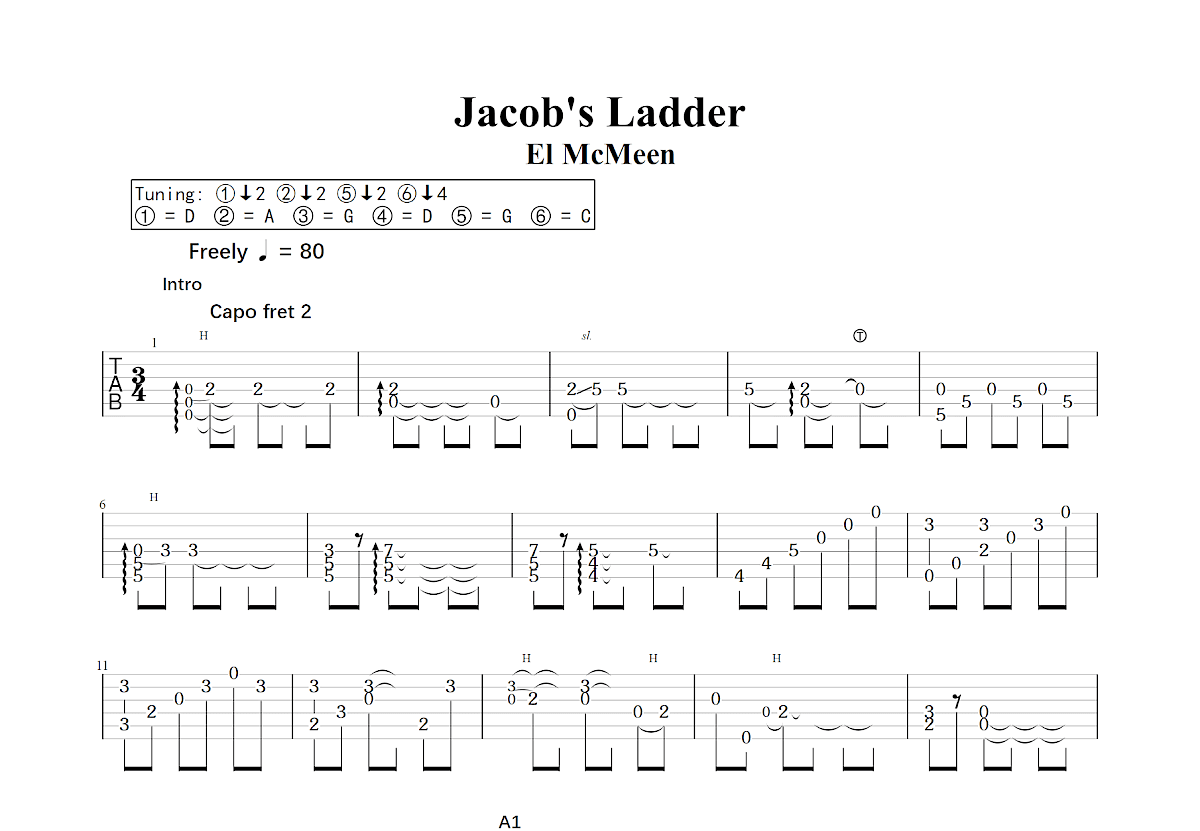 Jacob's Ladder吉他谱_El McMeen_C调指弹