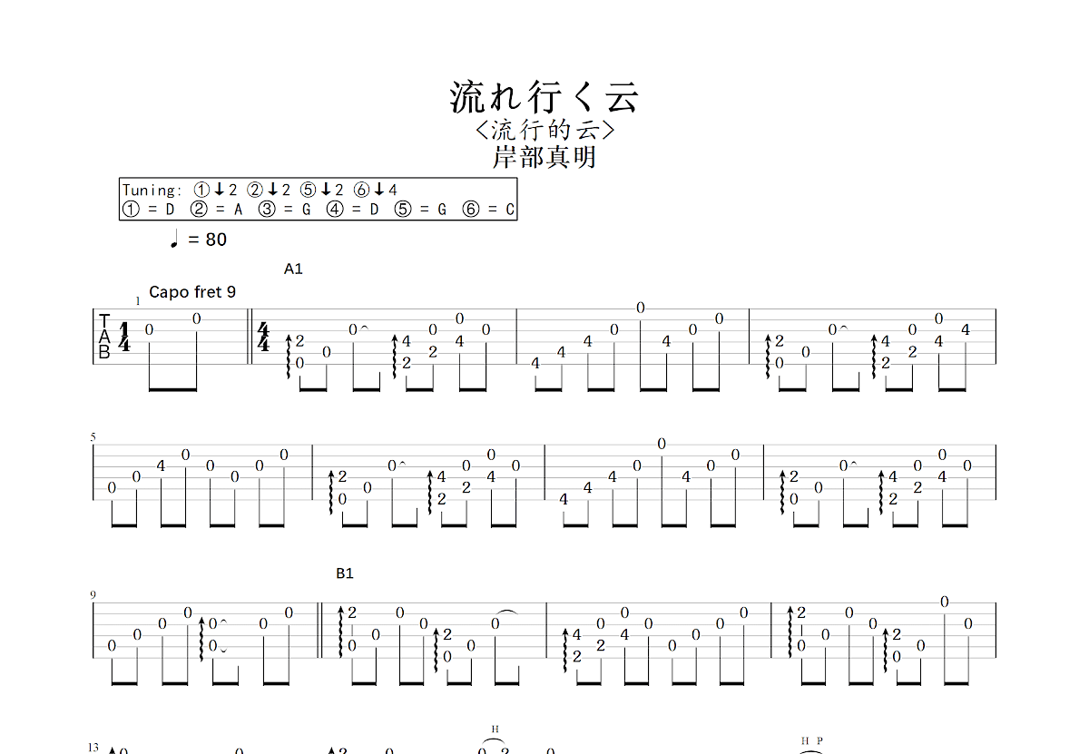 流れ行く云吉他谱预览图