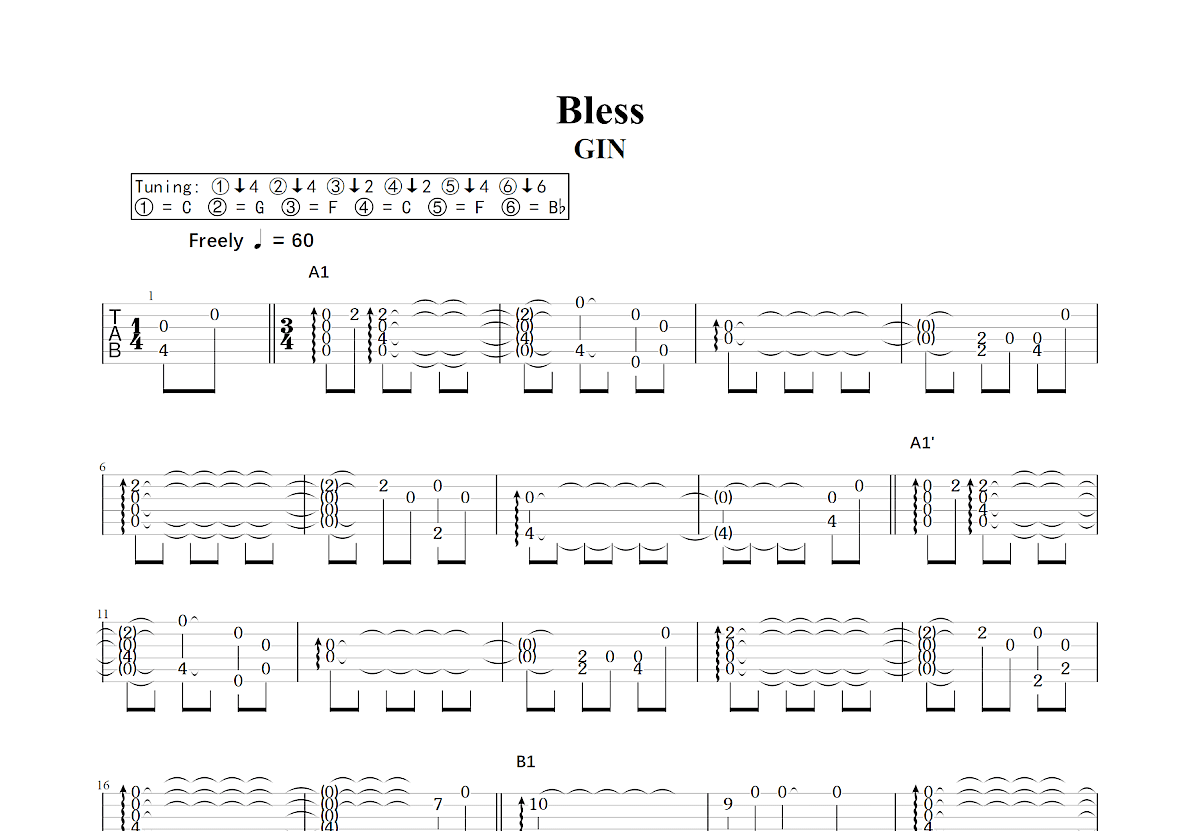 Bless吉他谱预览图