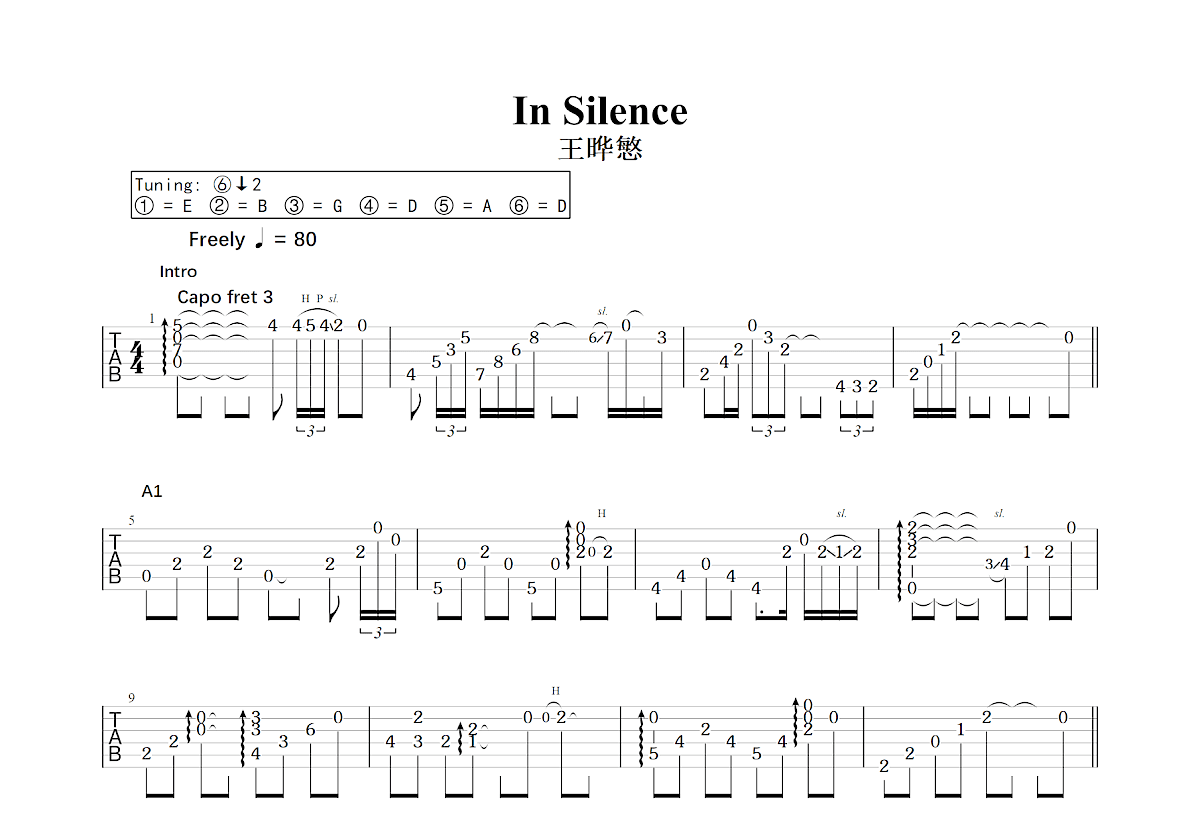 In Silence吉他谱预览图