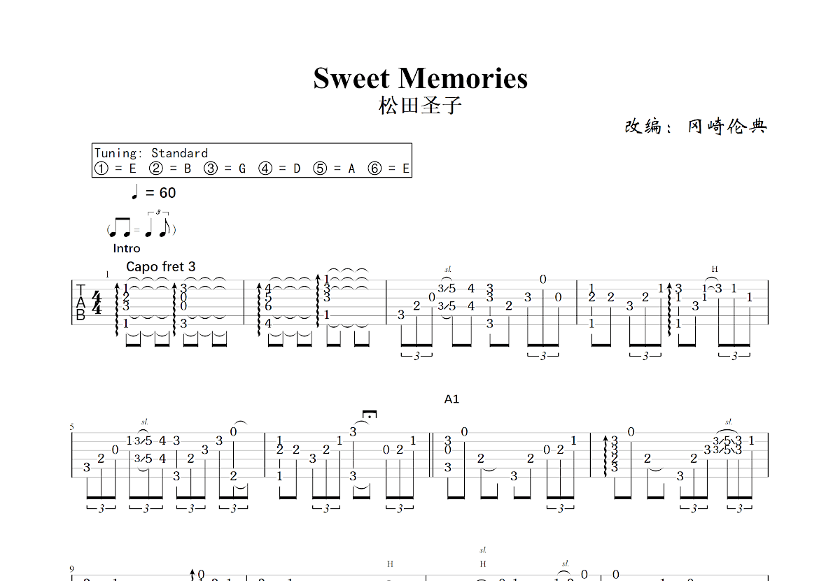 Sweet Memories吉他谱预览图