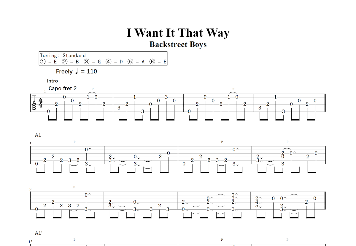 I Want It That Way吉他谱_Backstreet Boys_C调指弹