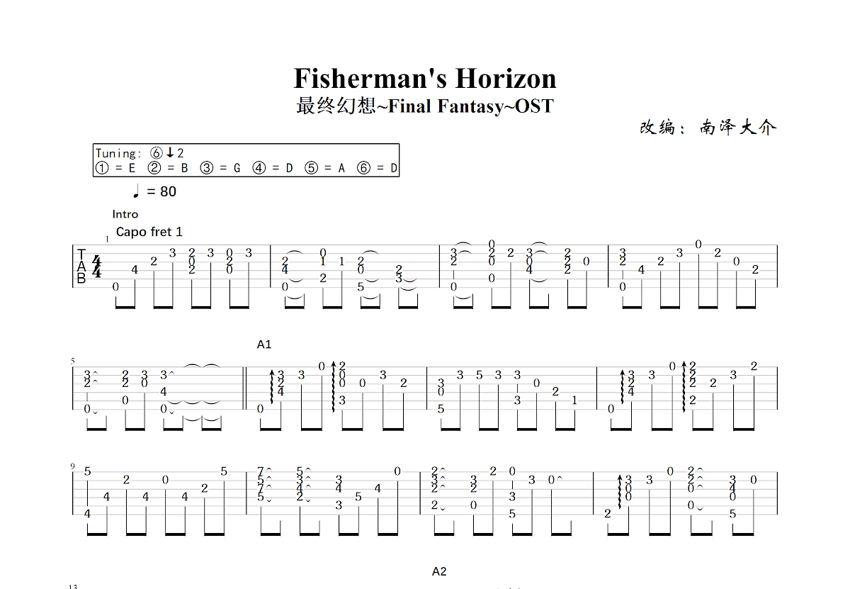 Fisherman's Horizon吉他谱预览图