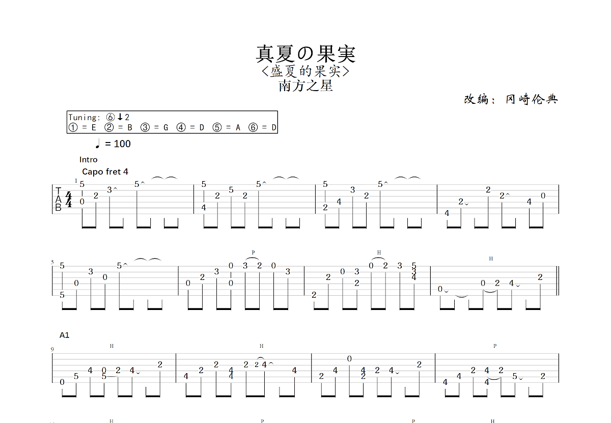 真夏の果実吉他谱预览图