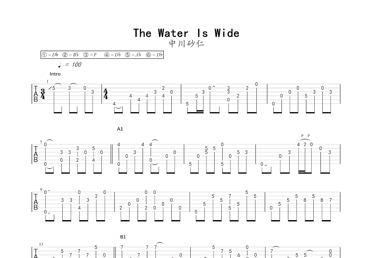 The Water Is Wide吉他谱预览图