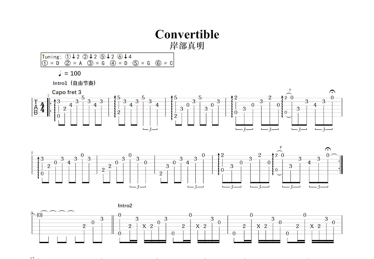 Convertible吉他谱预览图