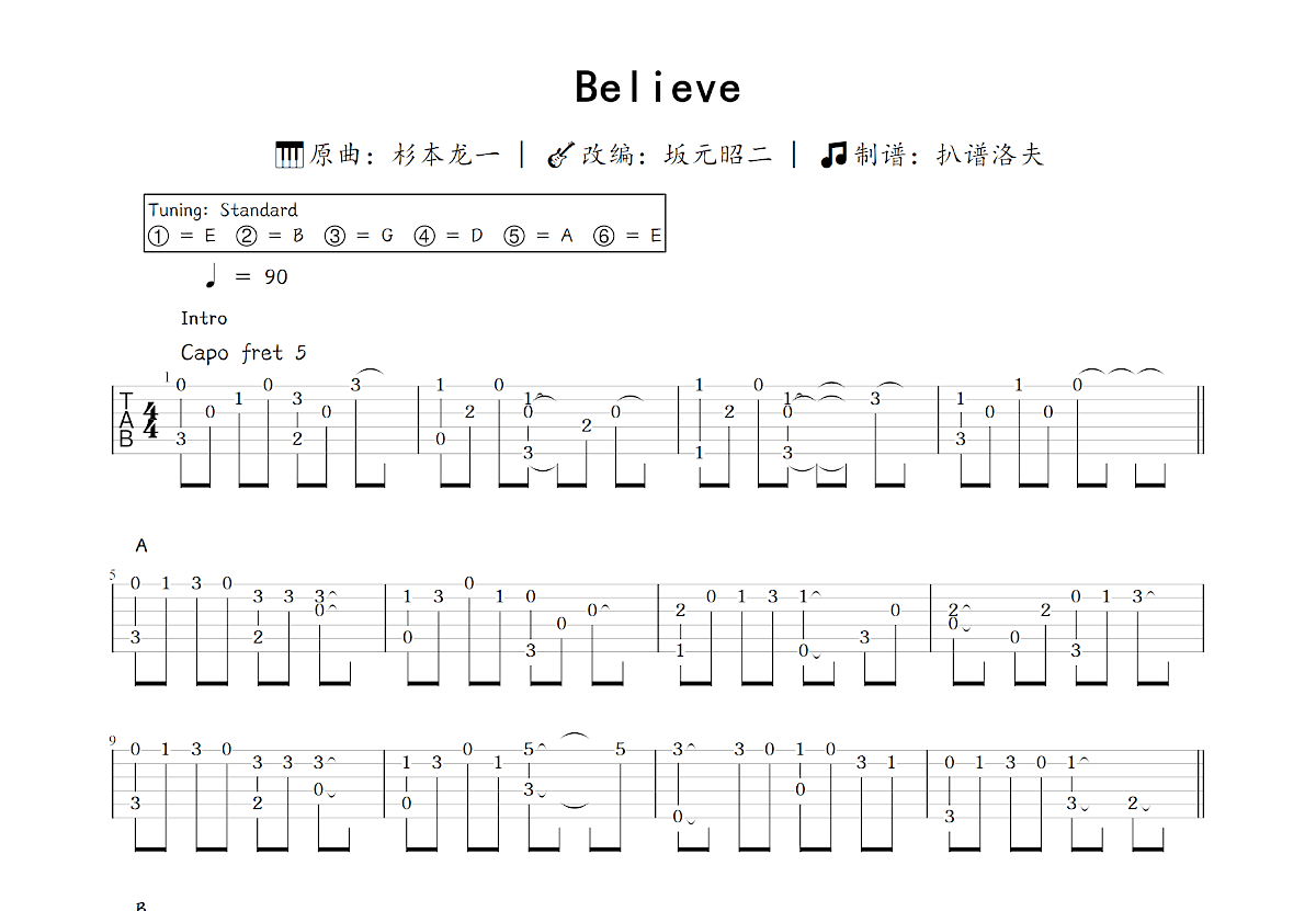 Believe吉他谱预览图