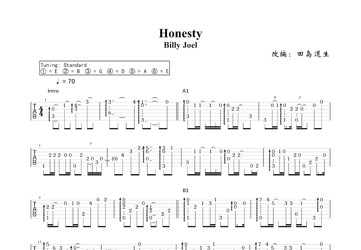 Honesty吉他谱预览图